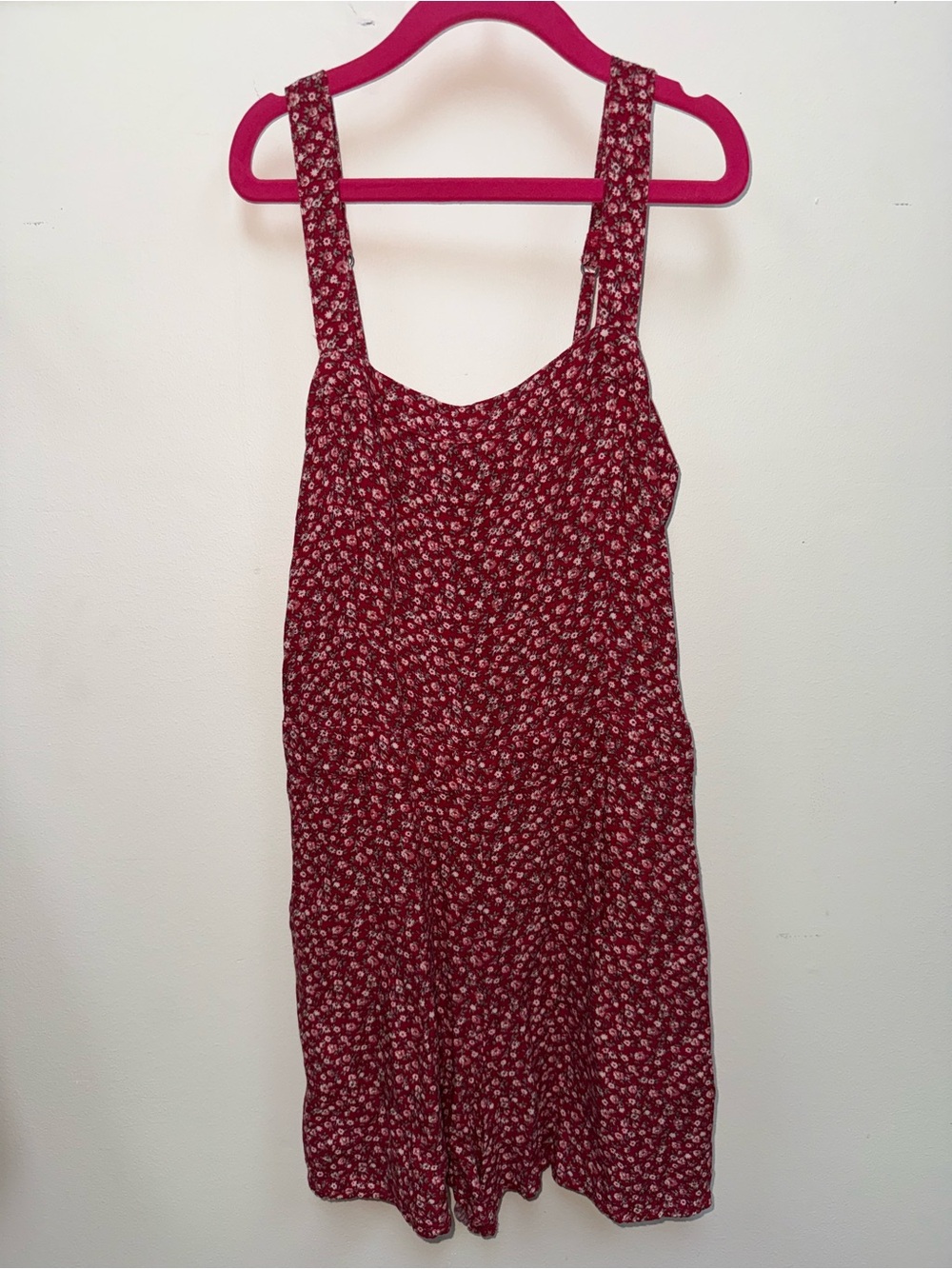 Hollister Red Floral Romper with Thin Straps